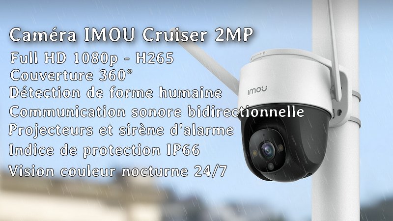 Imou 360° Caméra Surveillance WiFi Extérieure, PTZ Caméra IP Exterieur  1080P